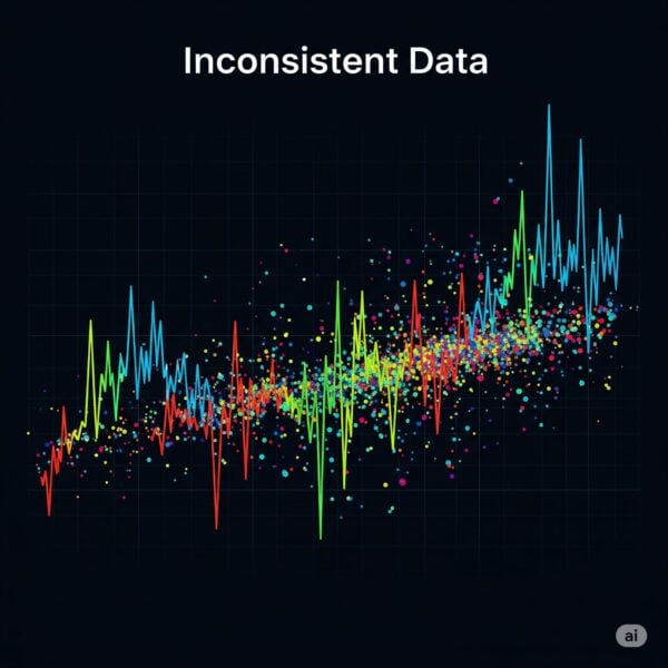 Streamline Excel with Python: Data Integration Made Easy 2 Abstract line graph with jagged lines, symbolizing inconsistent data in Excel.