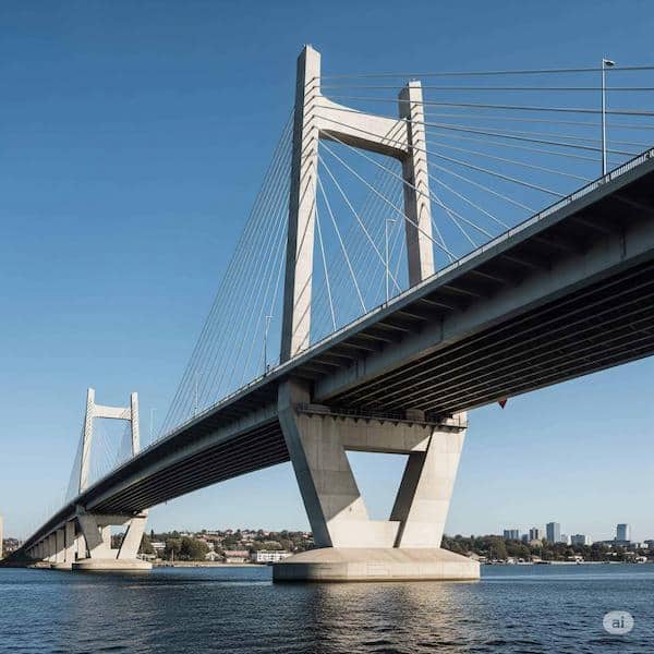 Professional photo of a bridge representing the transition from Excel to Python for data visualization. Learn how Excel users can leverage Python's power. bridge2